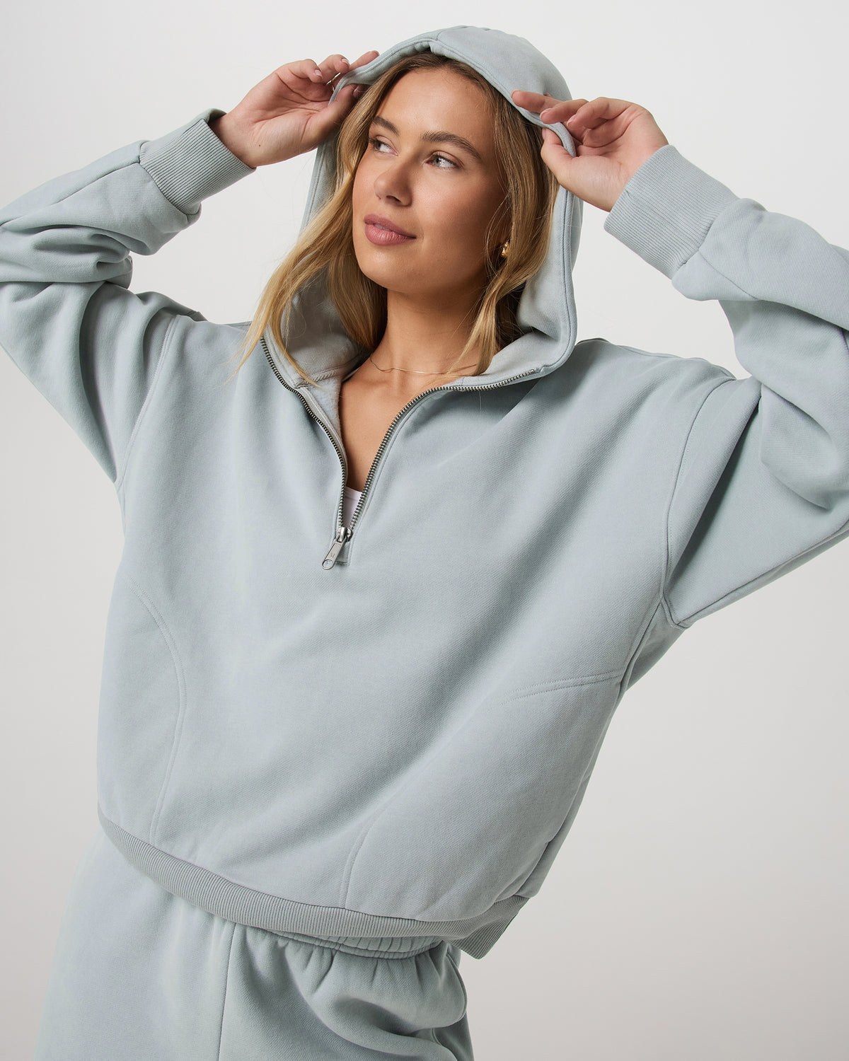 Restore Relaxed Half Zip Hoodie Blue Haze Jacket