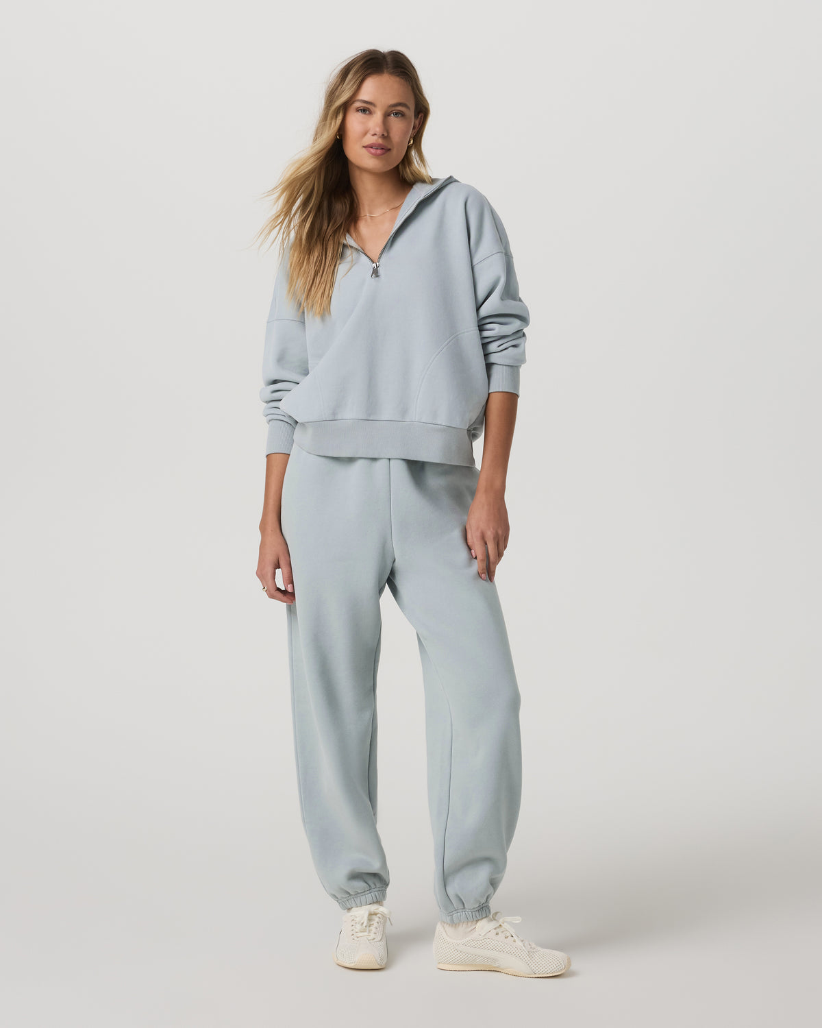 Restore Relaxed Half Zip Hoodie Blue Haze Jacket - Image 2