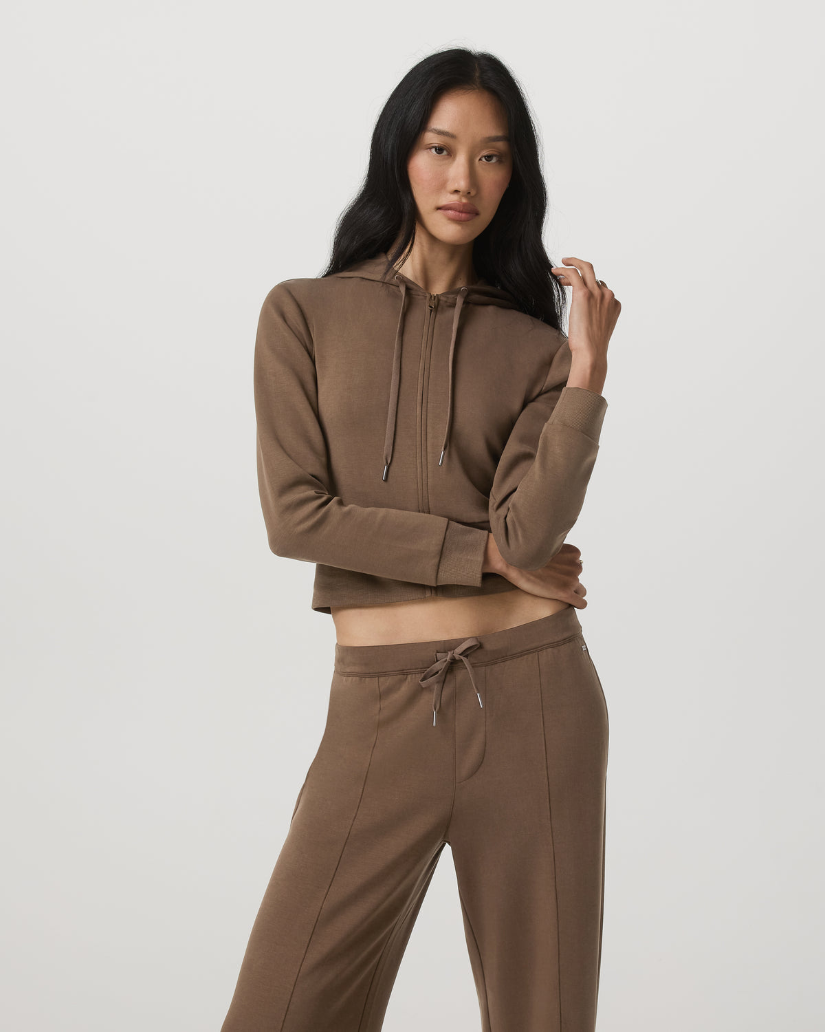 Compose Full Zip Hoodie Women's Espresso Zip-Up Jacket - Image 2
