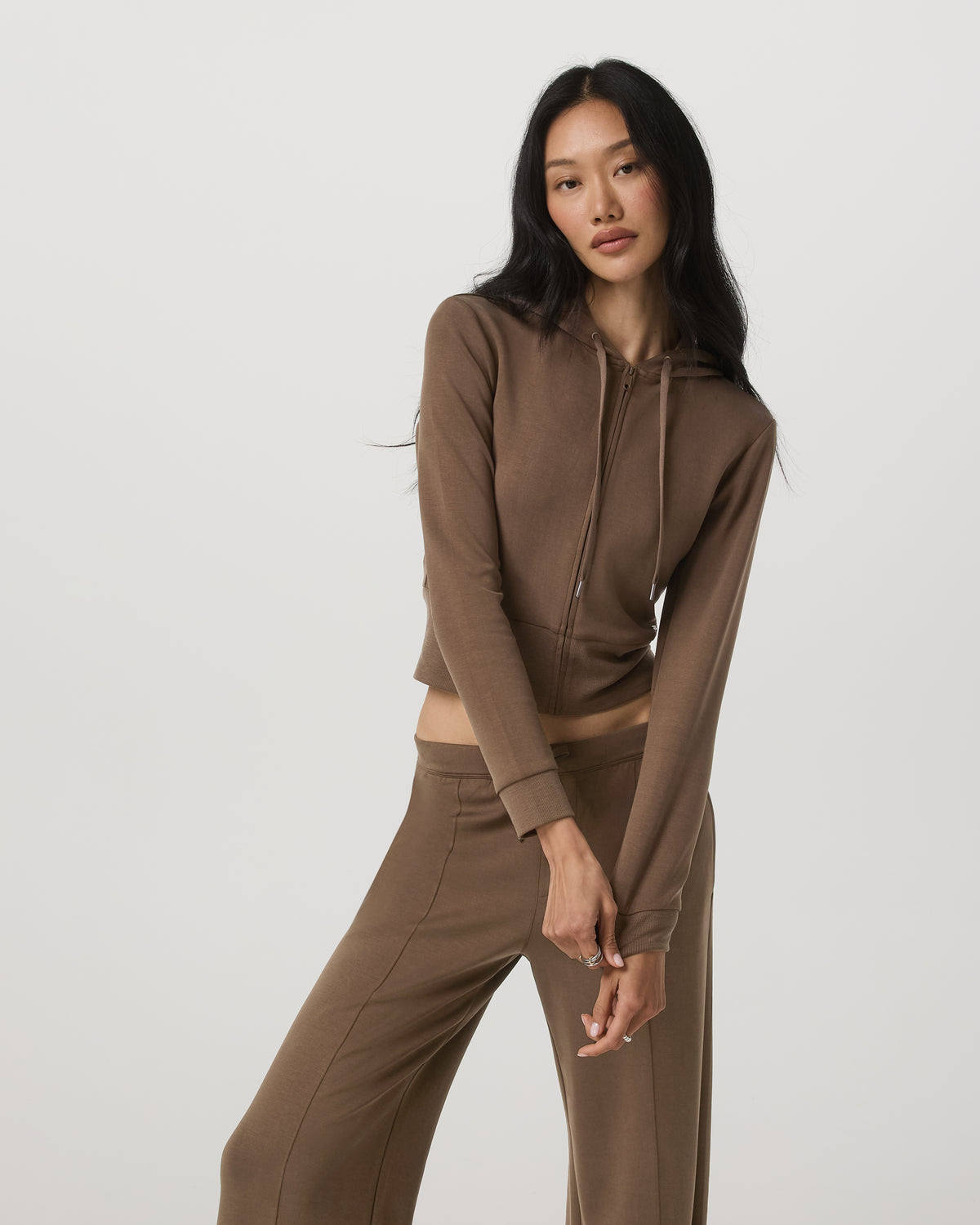 Compose Full Zip Hoodie Women's Espresso Zip-Up Jacket - Image 5