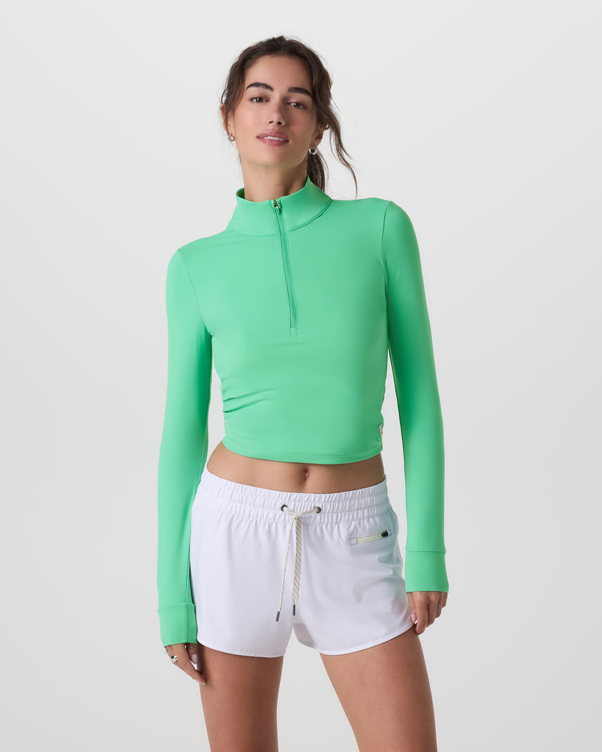 Studio Half Zip Women's Ligh Bergamot Workout Jacket - Image 2