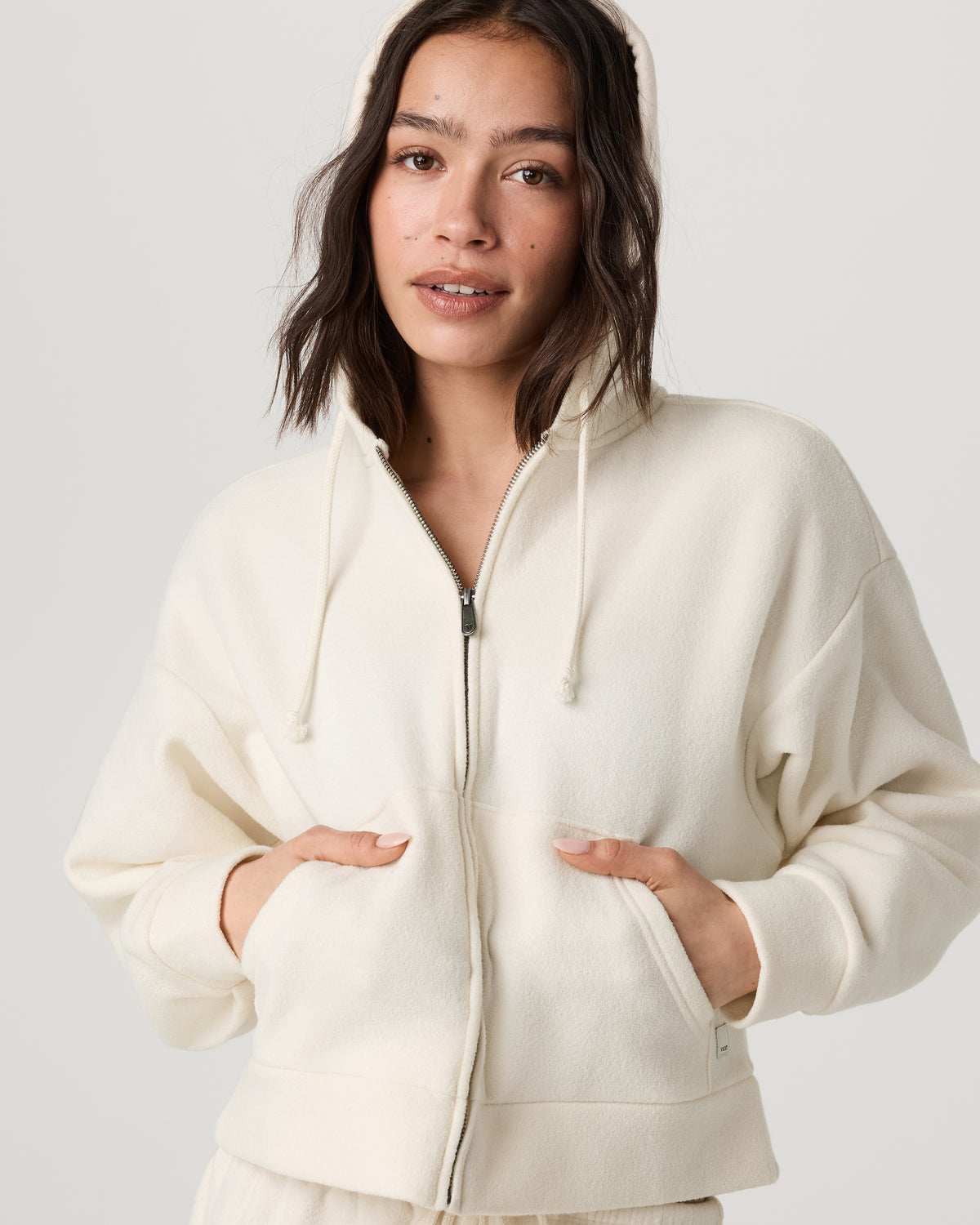 Beach Fleece Zip Up Women's Natural Full-Zip Hoodie - Image 2