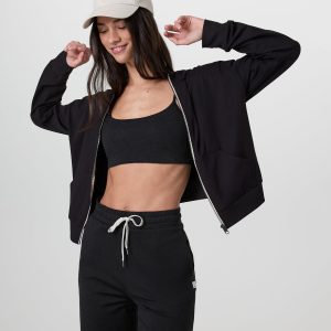 Halo Modern Full Zip Hoodie Solid Black
