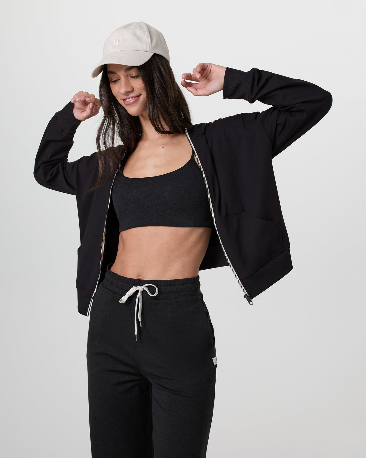 Halo Modern Full Zip Hoodie Solid Black
