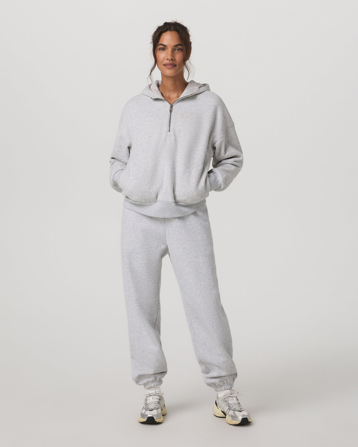 Restore Relaxed Half Zip Hoodie Pale Grey Jacket - Image 4