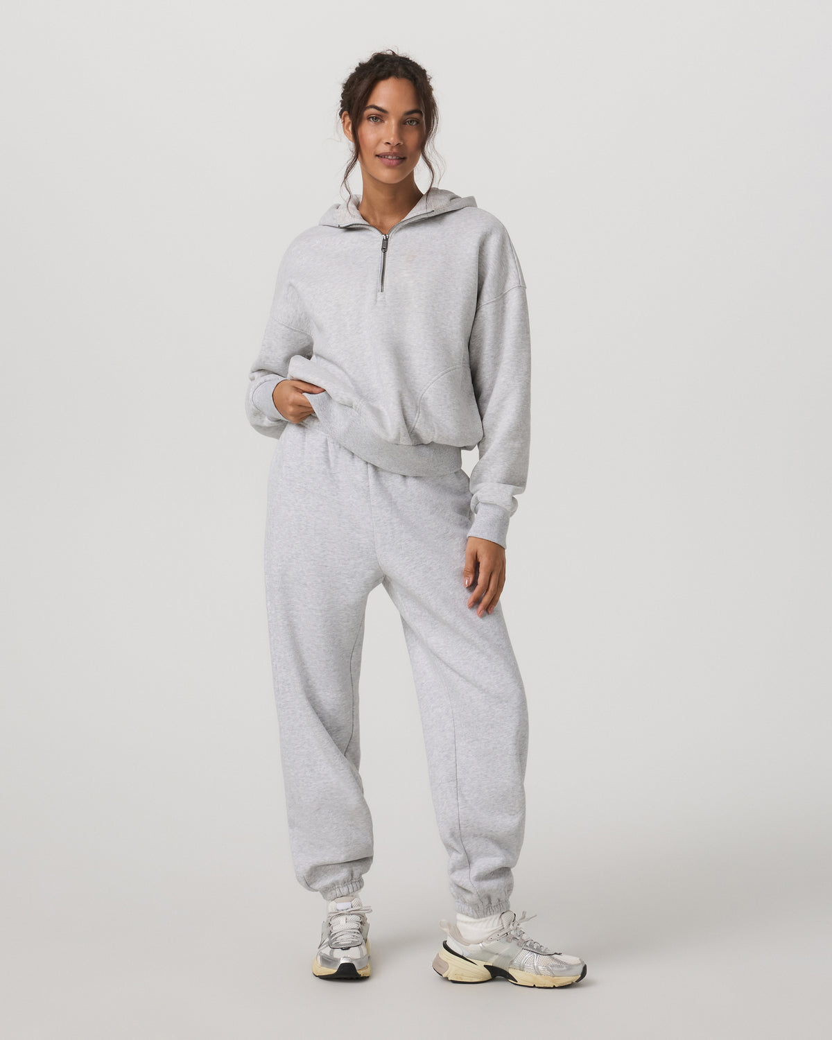 Restore Relaxed Half Zip Hoodie Pale Grey Jacket - Image 6