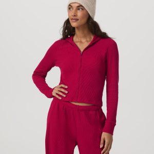 Waffle Full Zip Hoodie Women's Strawberry Hoodie