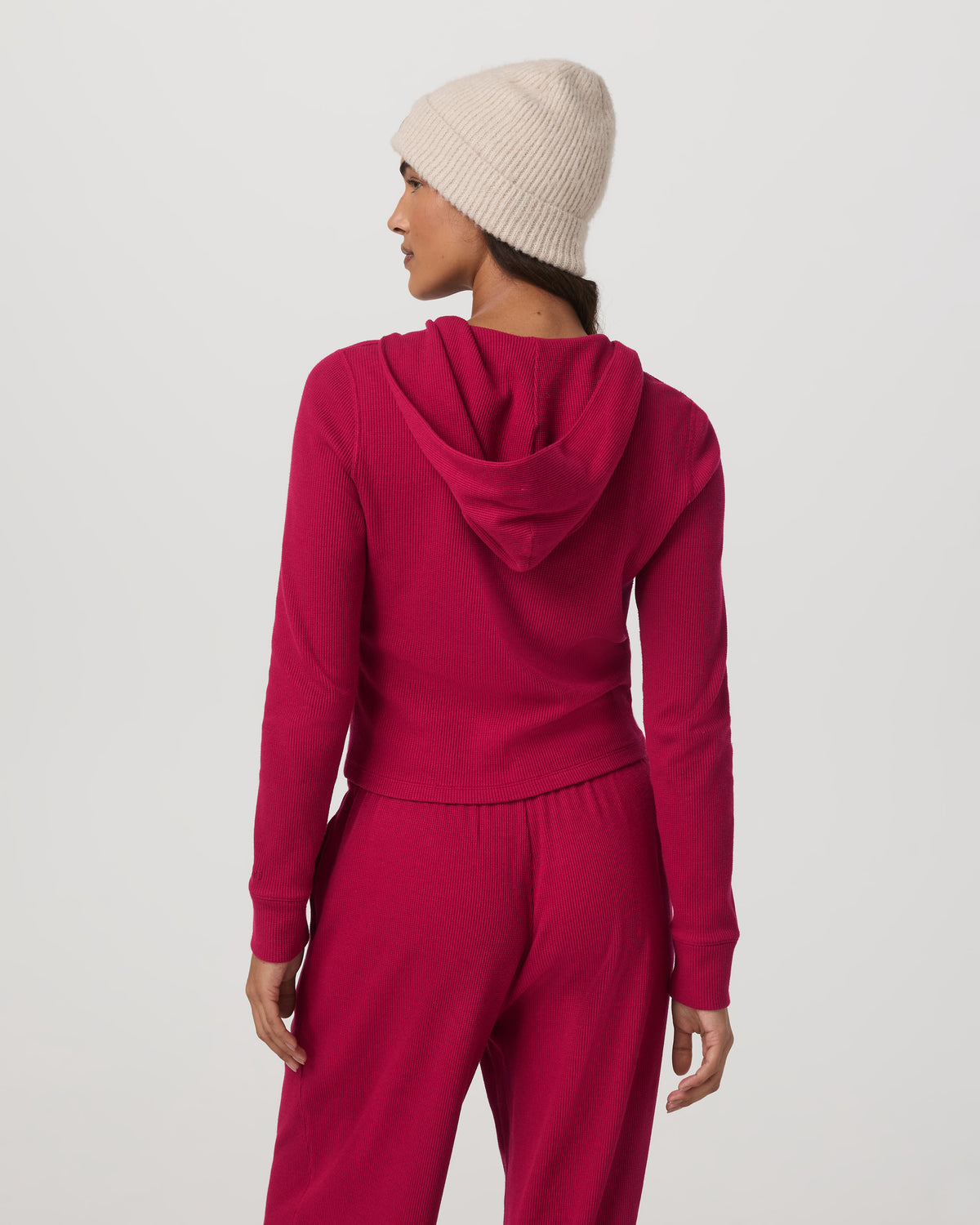 Waffle Full Zip Hoodie Women's Strawberry Hoodie - Image 3