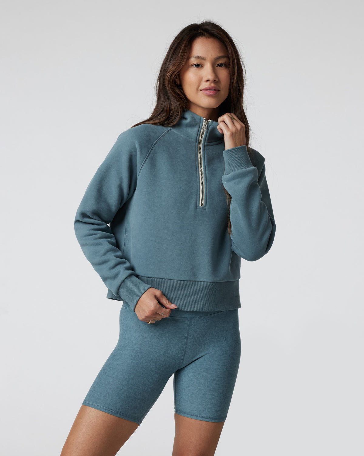 Restore Half Zip Hoodie Women's Smoke Blue Hoodie