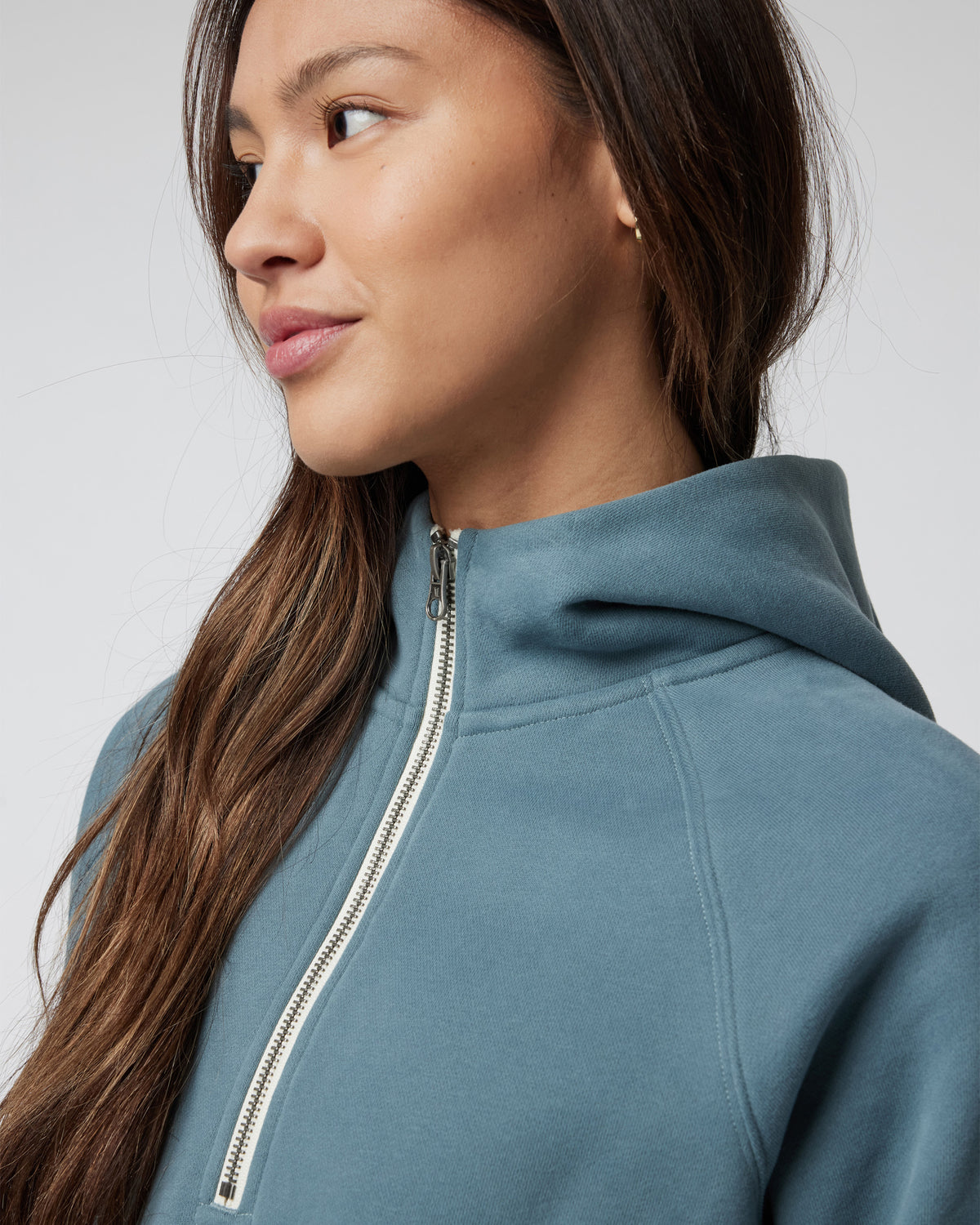 Restore Half Zip Hoodie Women's Smoke Blue Hoodie - Image 4