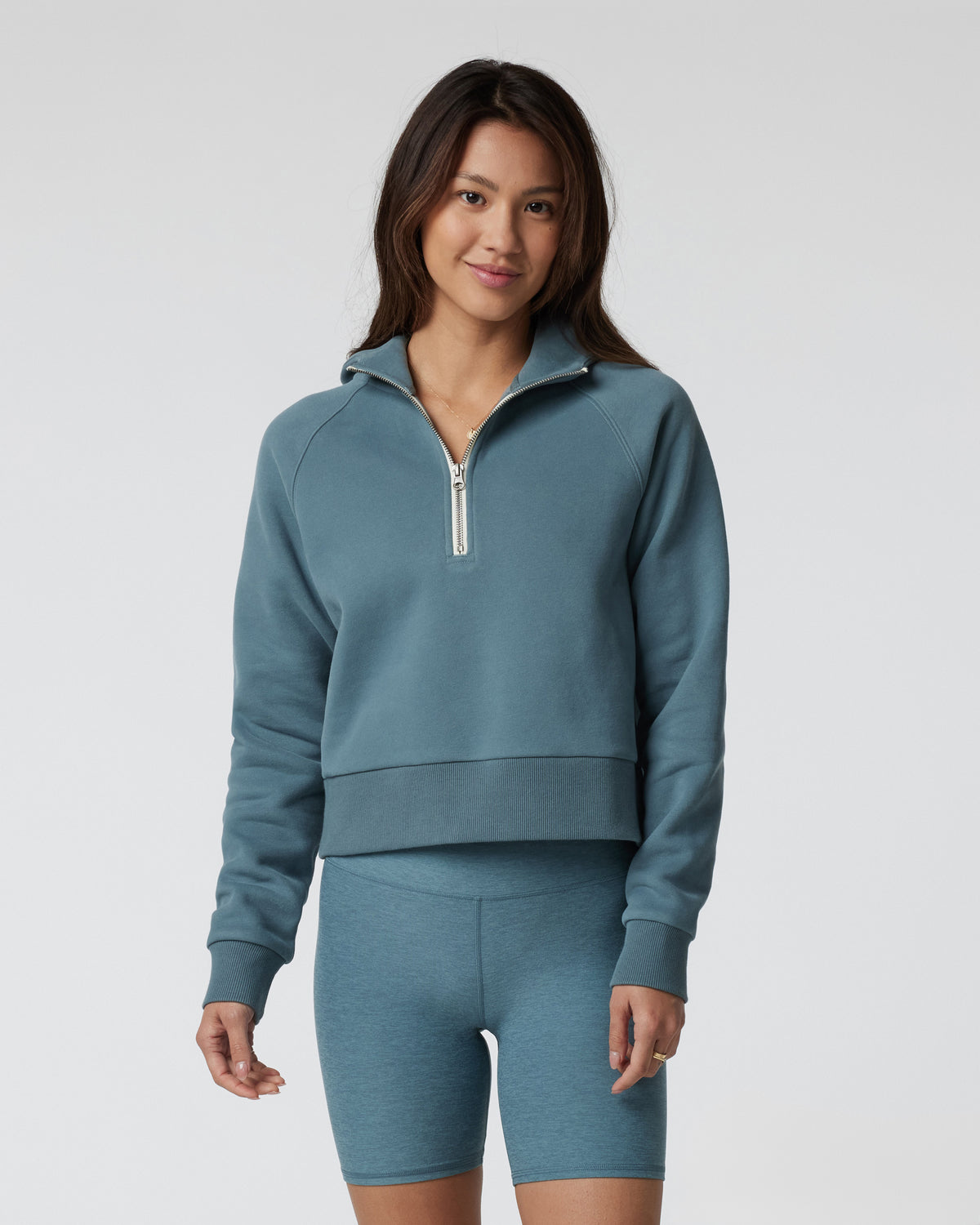 Restore Half Zip Hoodie Women's Smoke Blue Hoodie - Image 6