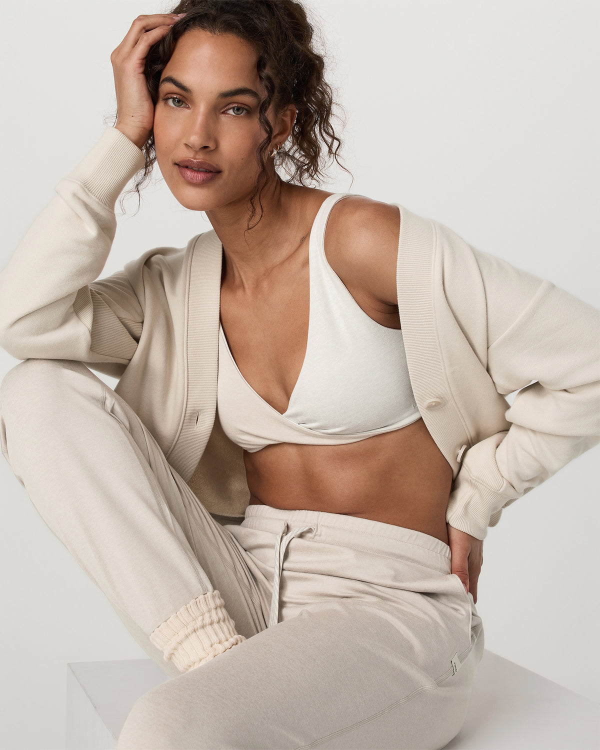 Sedona Cardigan Women's Bone Button-Down Sweater - Image 2