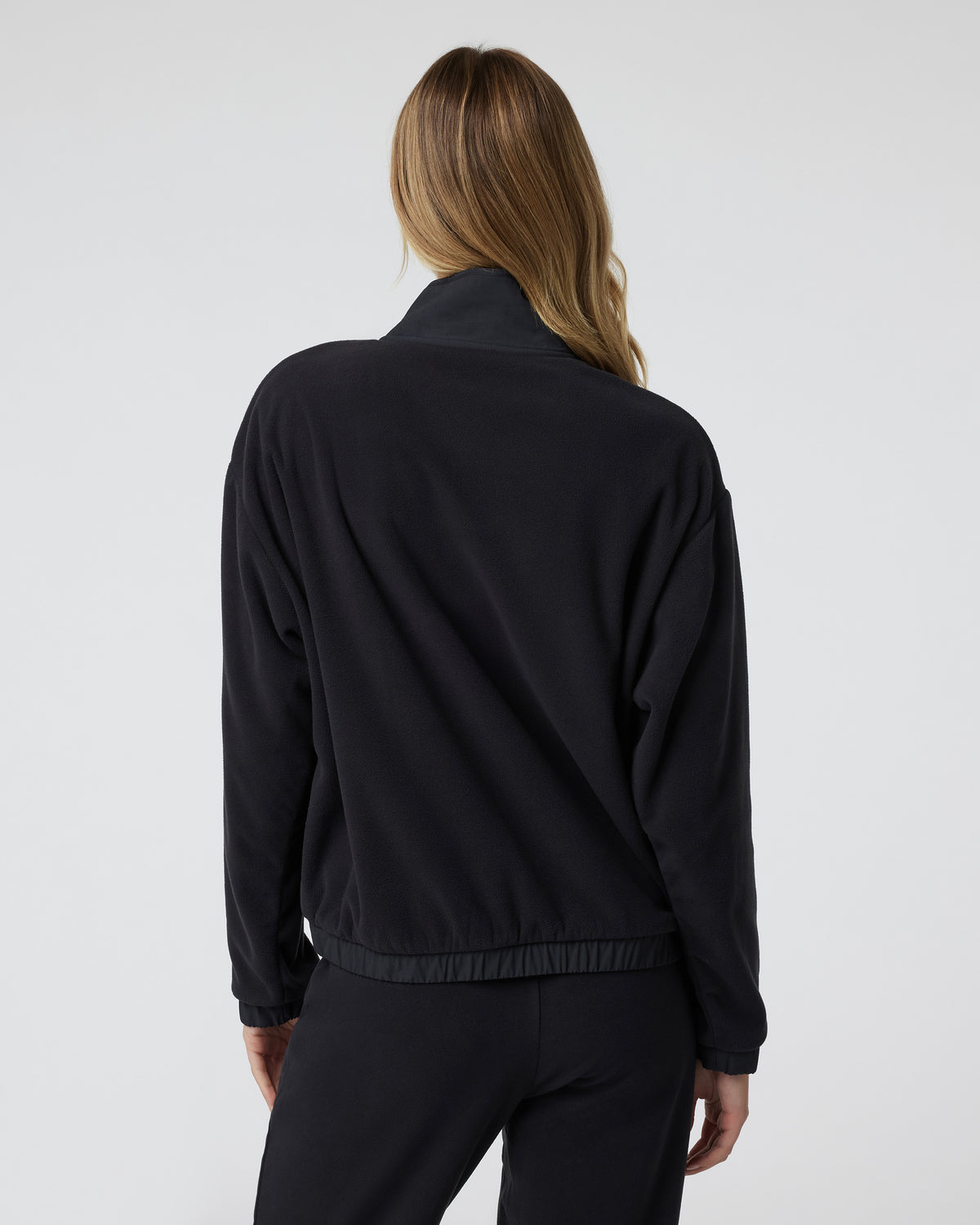 Women's Aspen Half Zip Black Fleece Pullover - Image 3