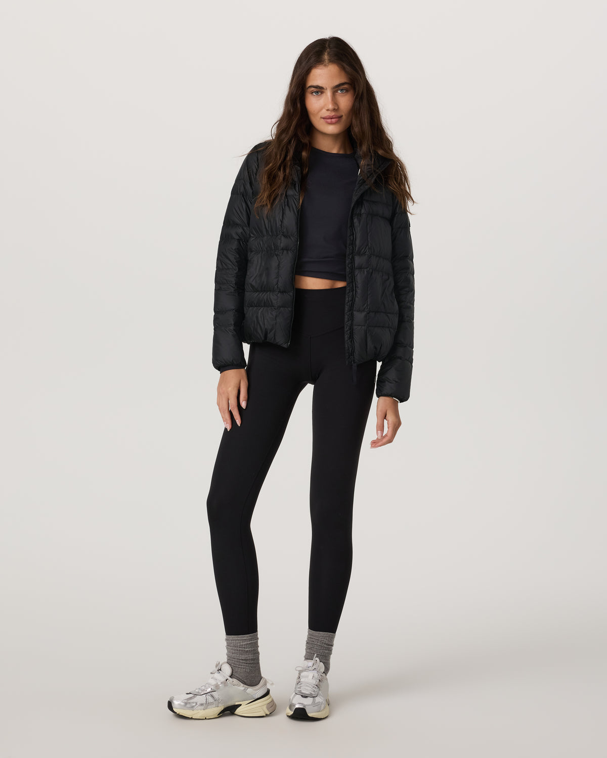Women's Coordinate Packable Down Jacket Black Zip Up - Image 2