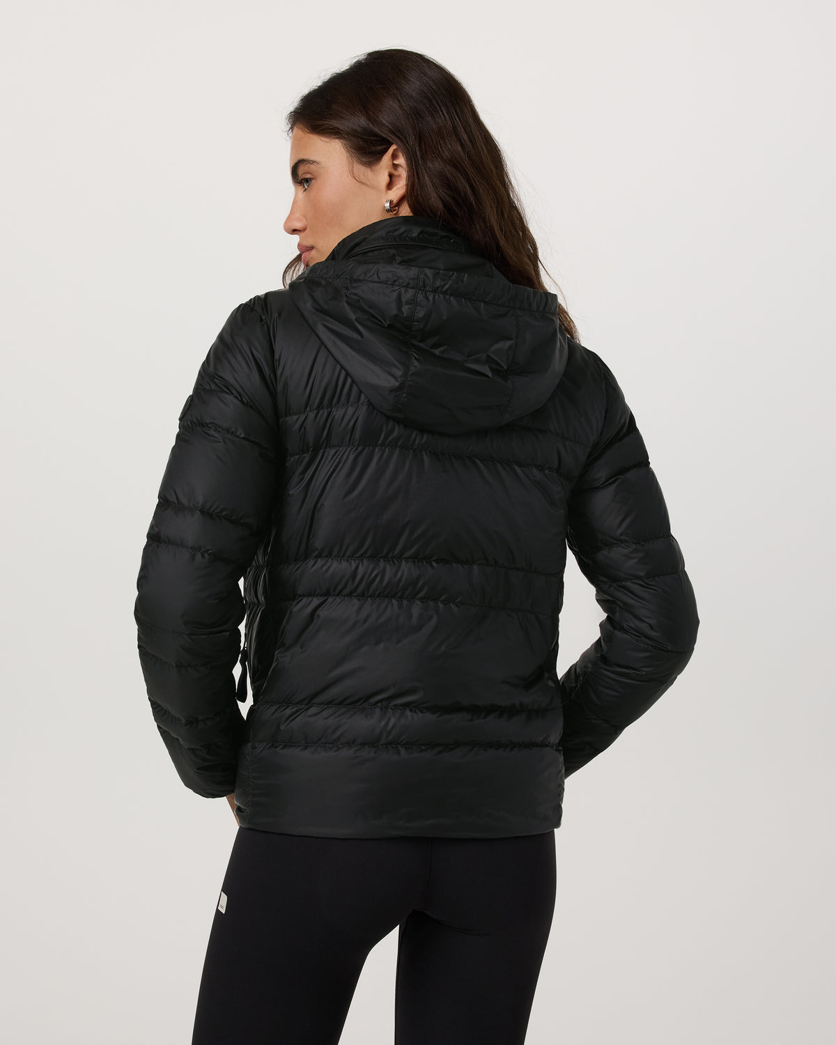 Women's Coordinate Packable Down Jacket Black Zip Up - Image 3