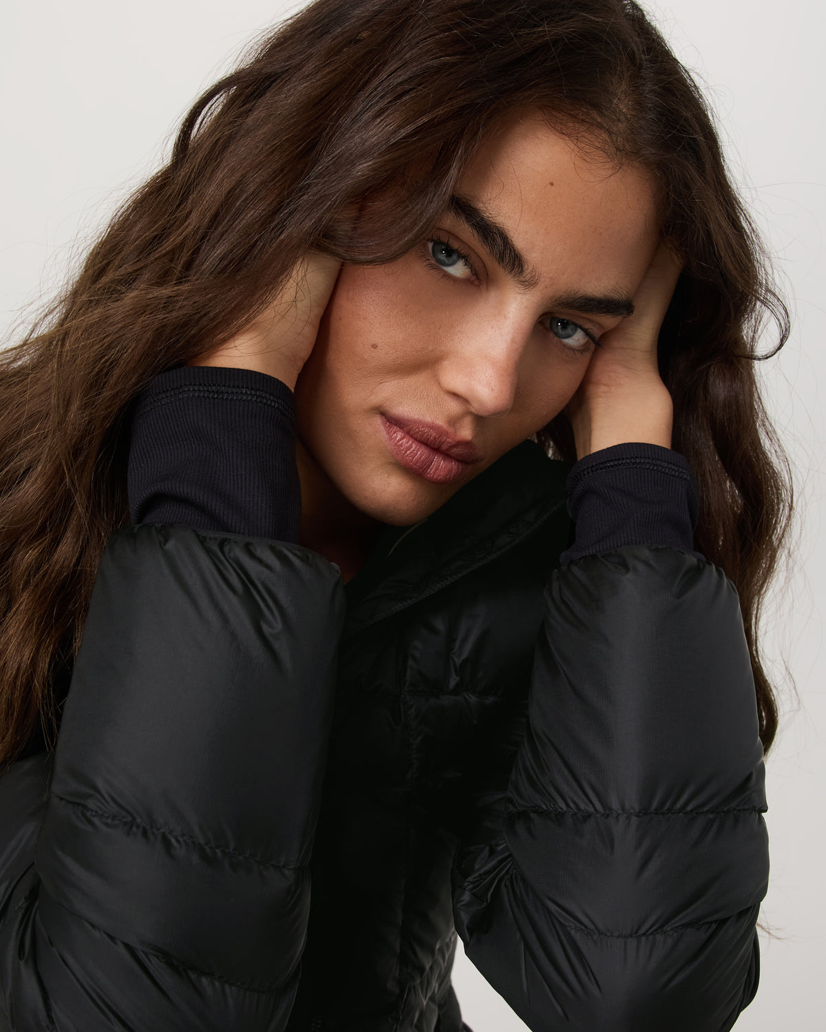Women's Coordinate Packable Down Jacket Black Zip Up - Image 5