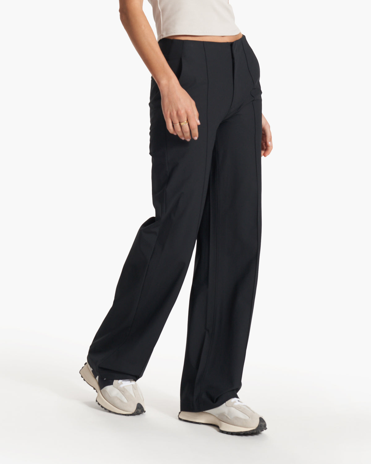 Women's Meta Wideleg Black Tailored Pants - Image 2
