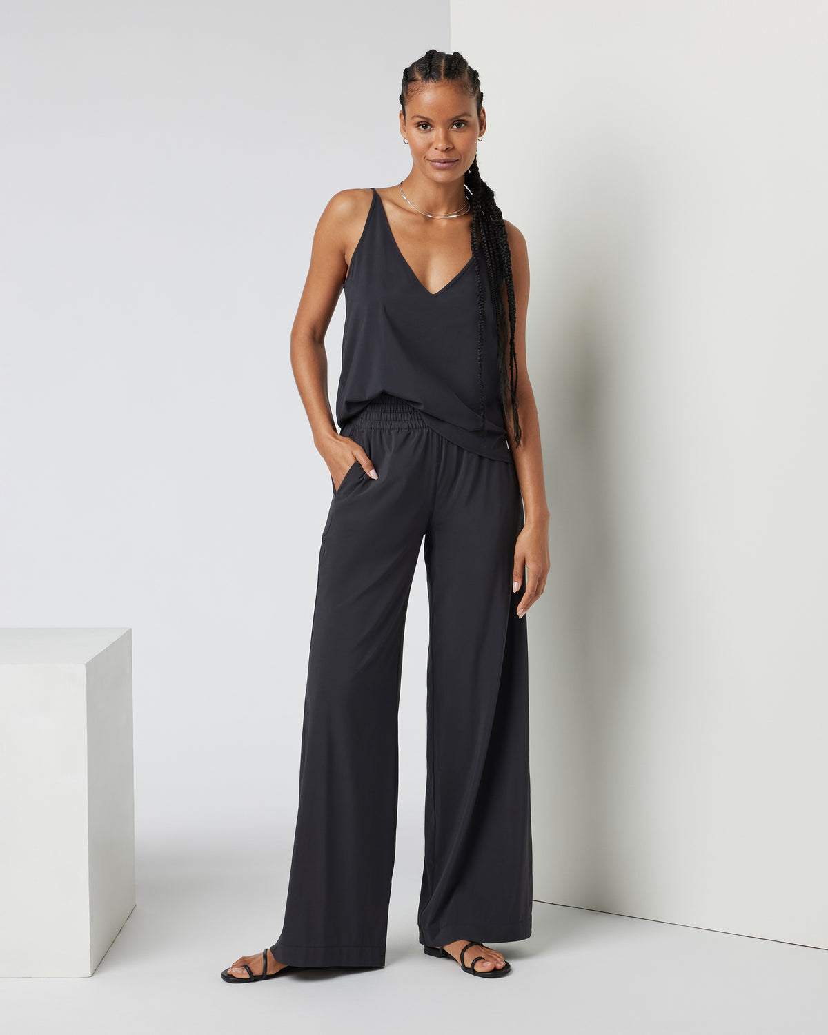 Villa Wideleg - Long Black Tall Wide Leg Pants - Image 2