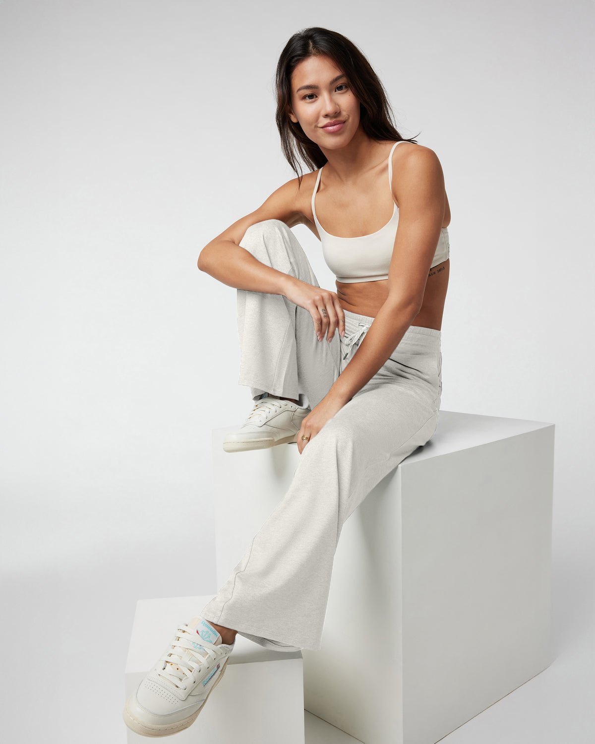 Halo Essential Wideleg - Short Ecru Heather - Image 2