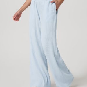 Waffle Wideleg Pant Women's Soft Sky Waffle Knit Pants