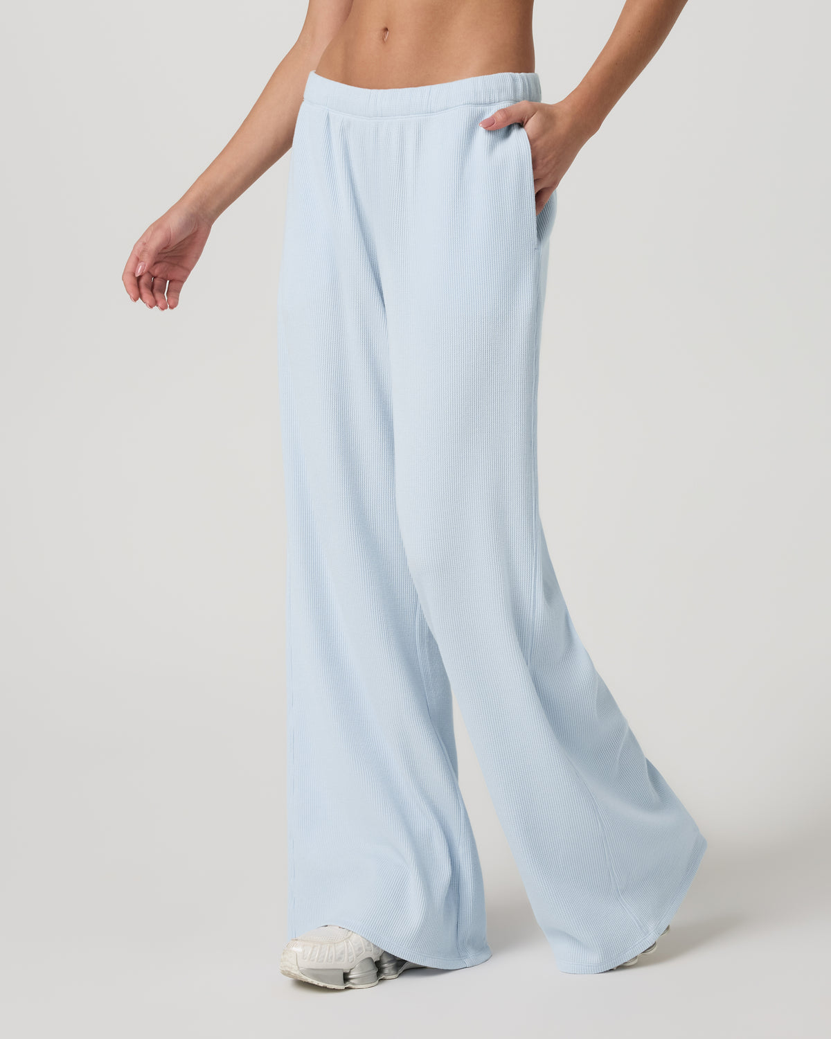 Waffle Wideleg Pant Women's Soft Sky Waffle Knit Pants