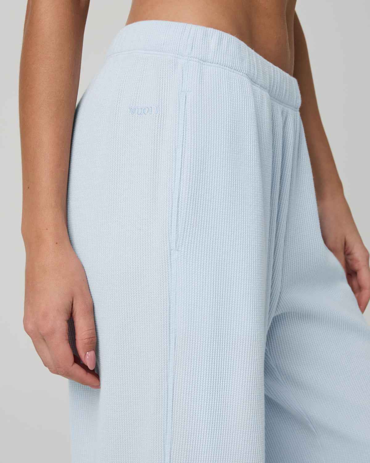 Waffle Wideleg Pant Women's Soft Sky Waffle Knit Pants - Image 2