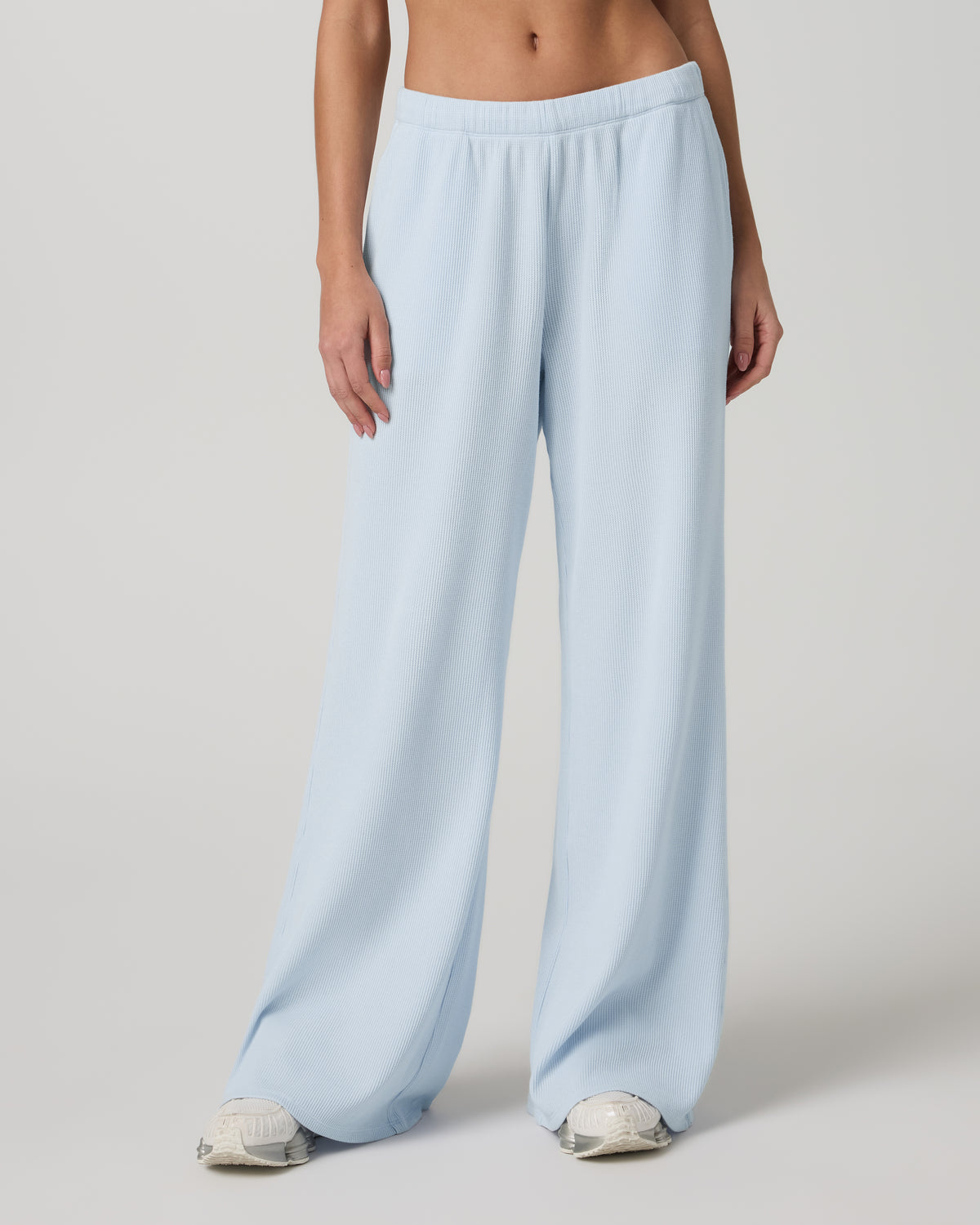 Waffle Wideleg Pant Women's Soft Sky Waffle Knit Pants - Image 5