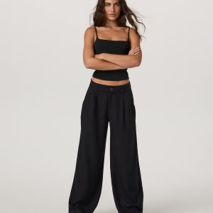 Trestles Twill Wideleg Women's Black Trouser Pants