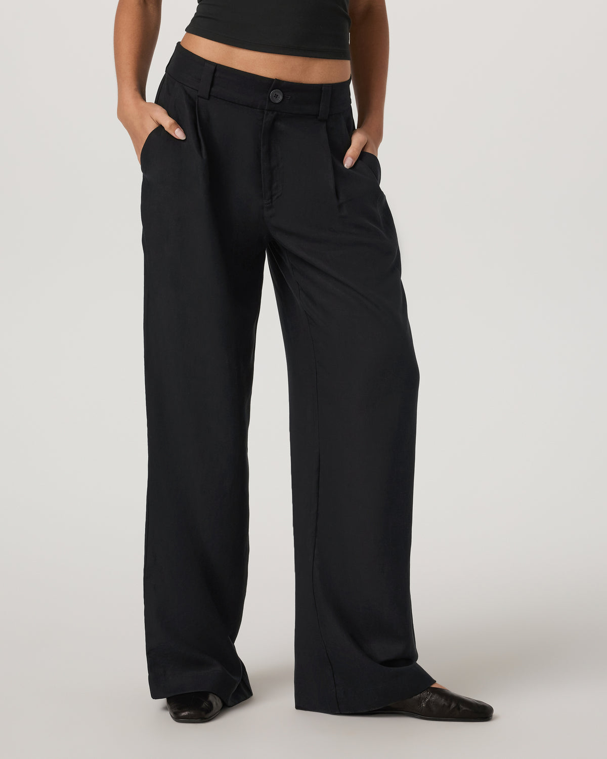 Trestles Twill Wideleg Women's Black Trouser Pants - Image 2