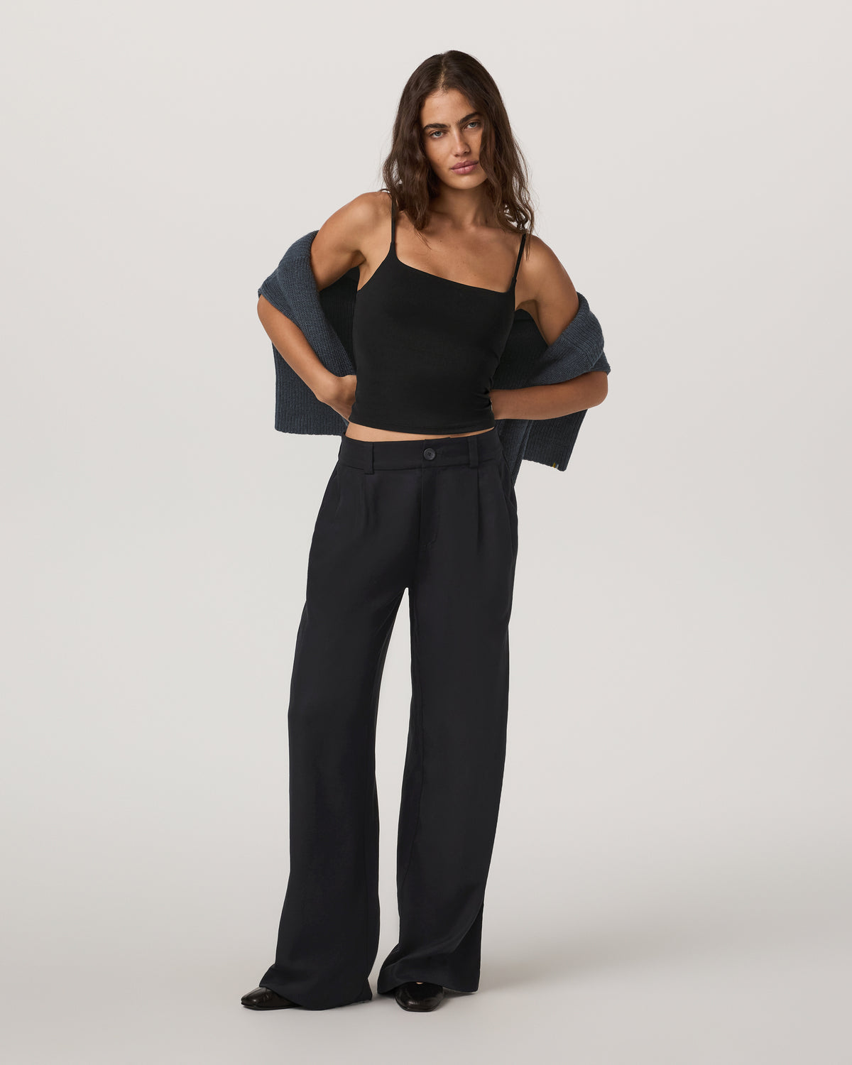 Trestles Twill Wideleg Women's Black Trouser Pants - Image 3
