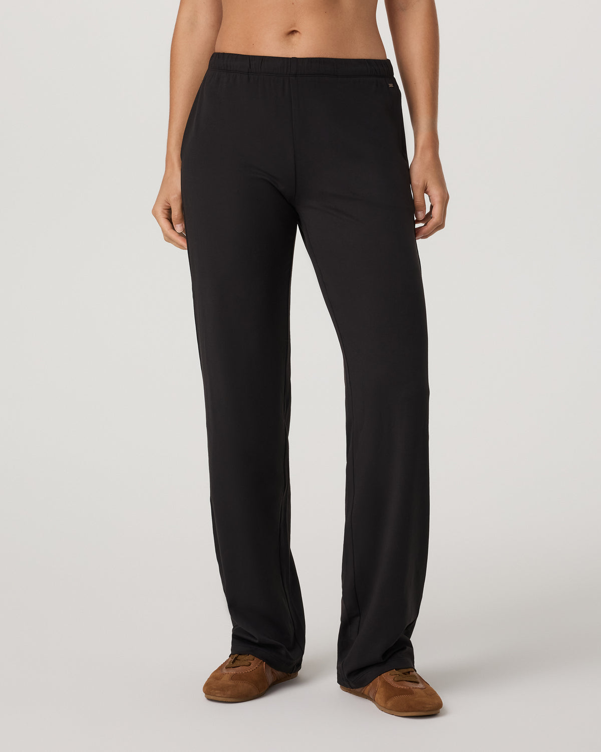 Halo Straight Leg - Long Women's Solid Black Pants - Image 2