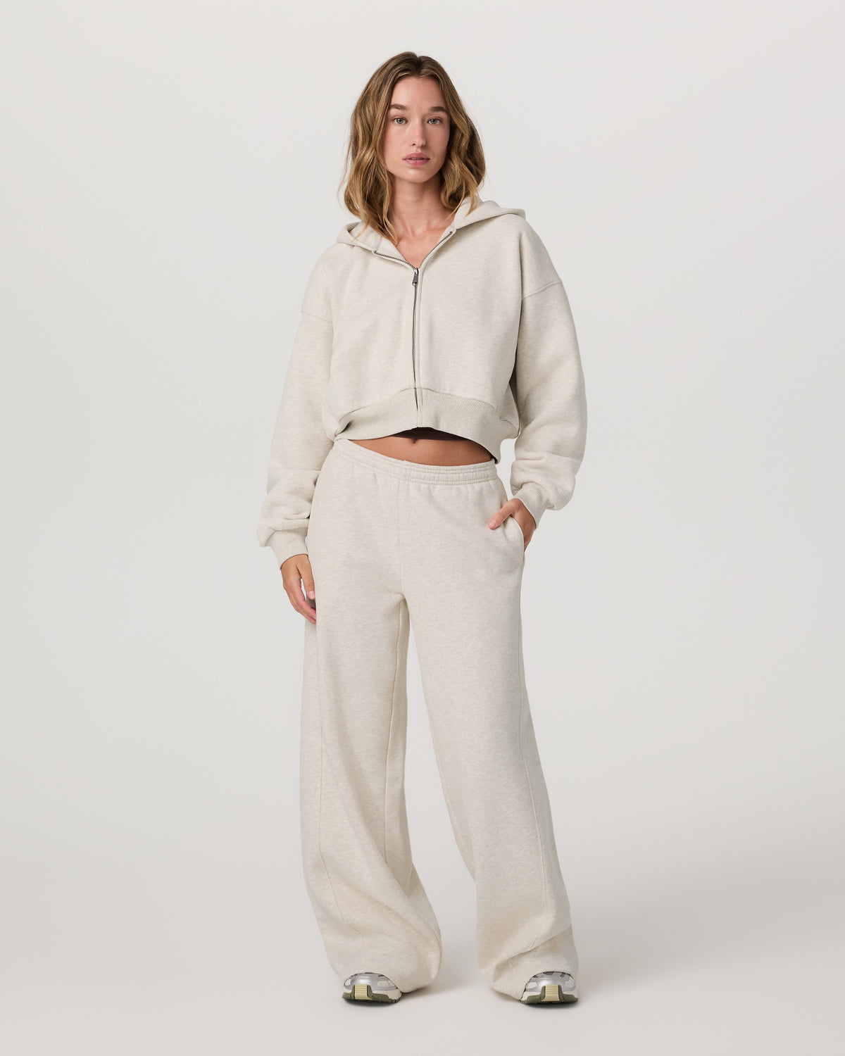 Women's Restore Ultra Wideleg Sweatpant Bone Heather - Image 6