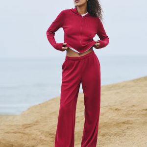 Waffle Wideleg Pant Women's Strawberry Waffle Knit Pant