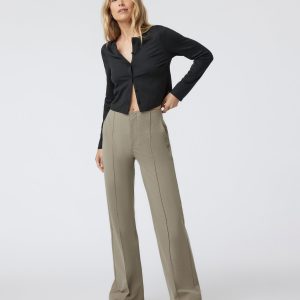 Womens Meta Wideleg Taupe Tailored Pants