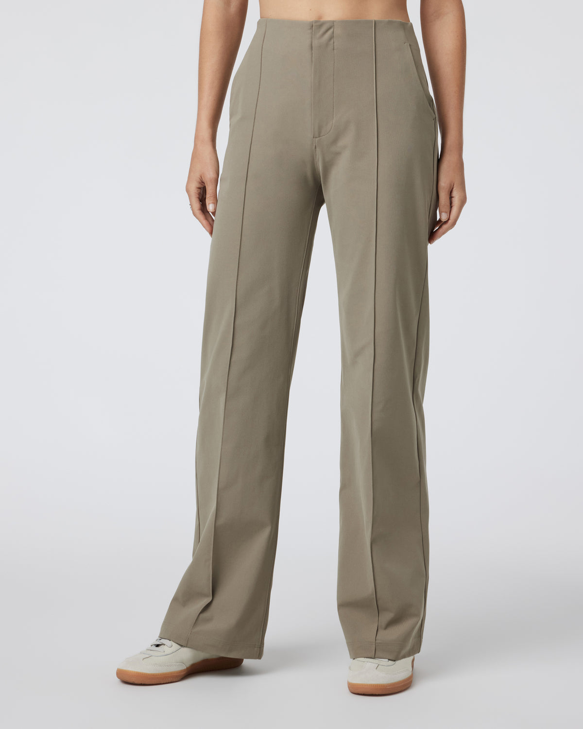 Womens Meta Wideleg Taupe Tailored Pants - Image 2