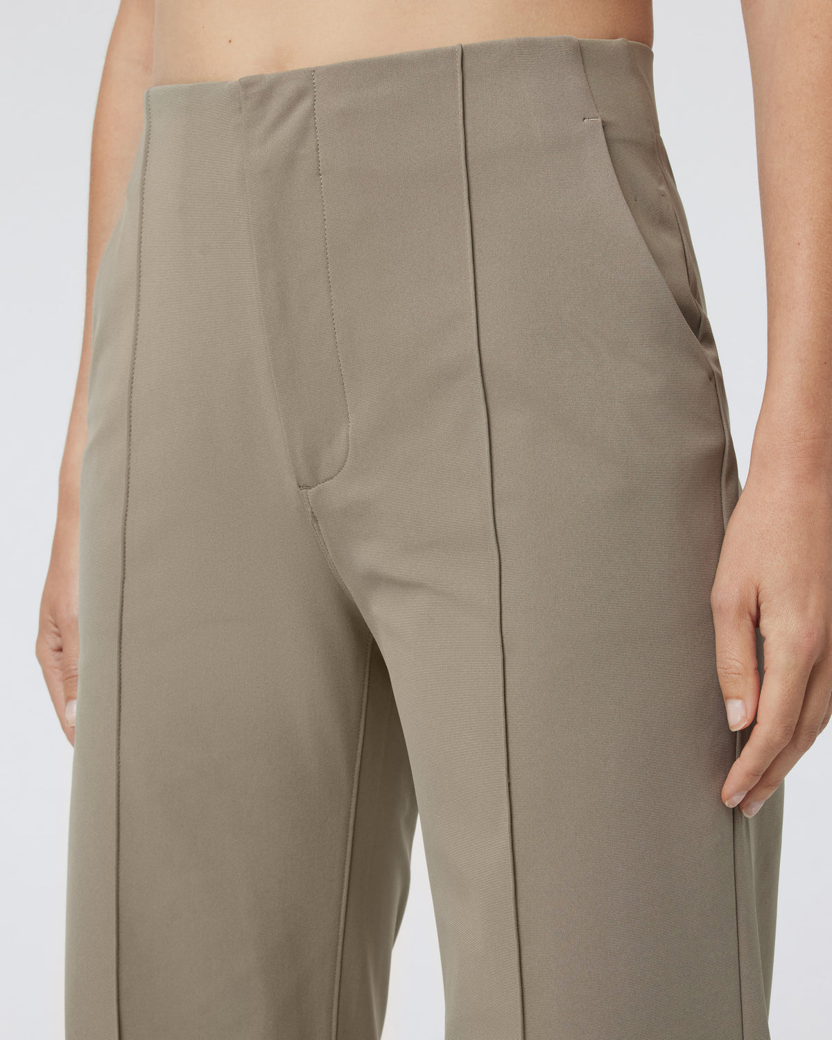 Womens Meta Wideleg Taupe Tailored Pants - Image 4