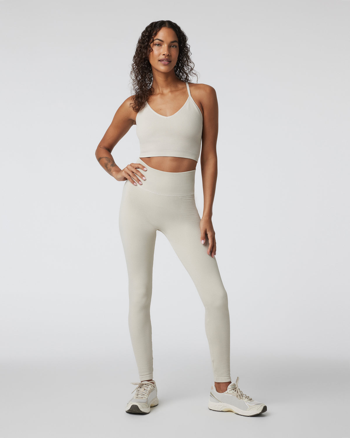 Waffle Seamless Legging Ecru High Rise Leggings - Image 2