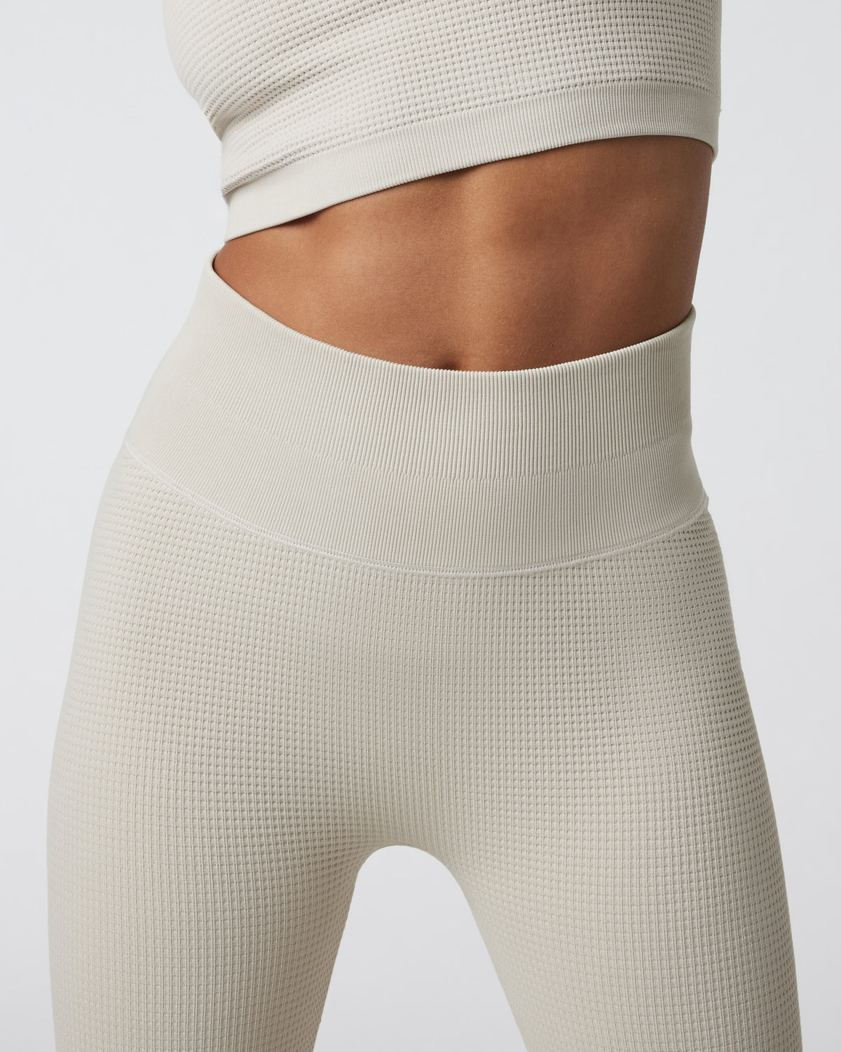 Waffle Seamless Legging Ecru High Rise Leggings - Image 4