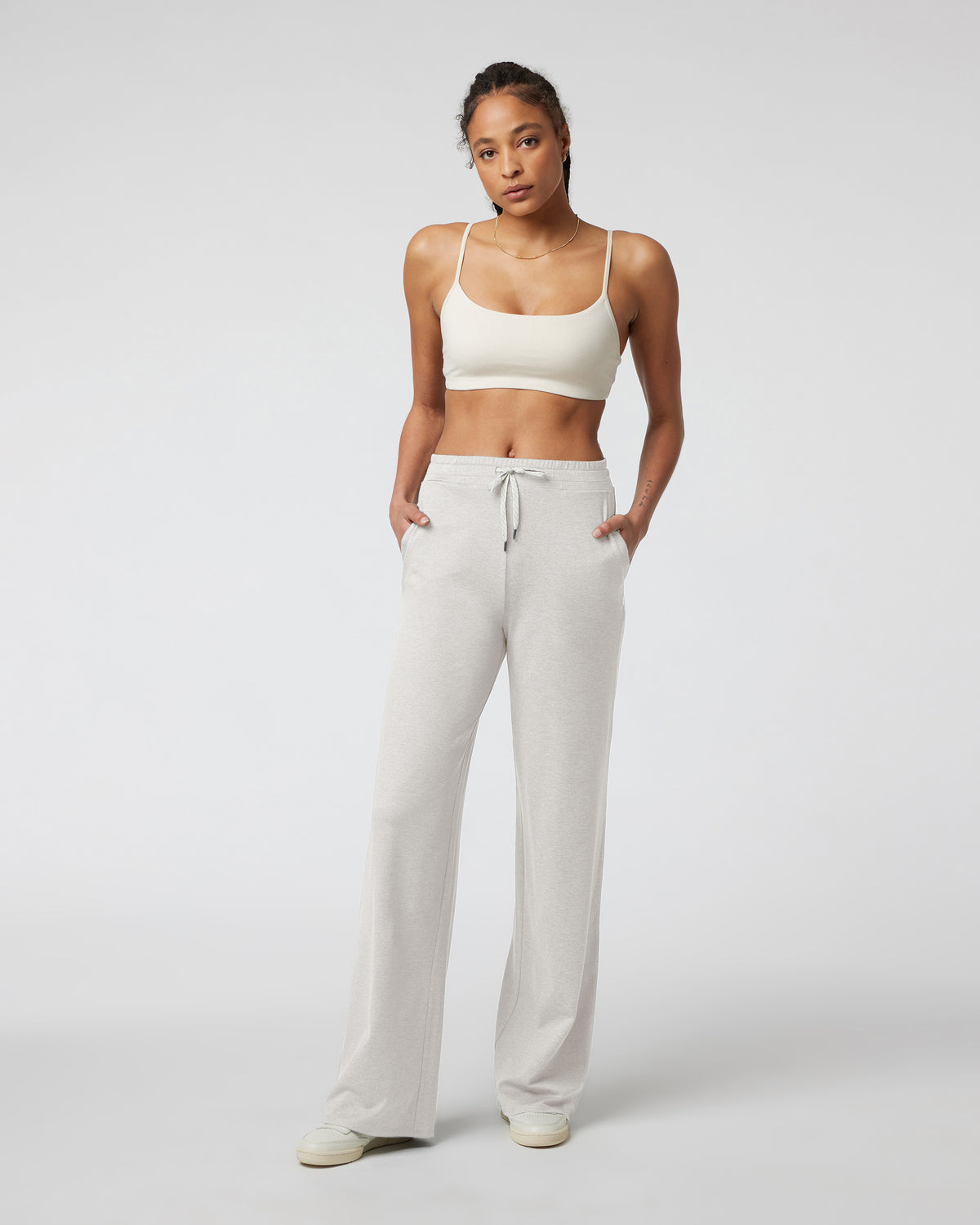 Halo Essential Wideleg - Long Ecru Heather