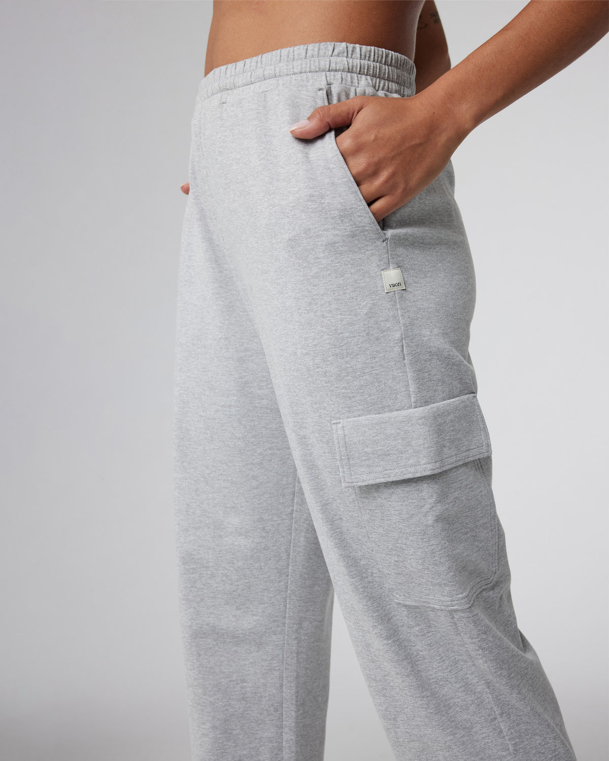 Boyfriend Cargo Sweatpant Pale Grey Heather - Image 5