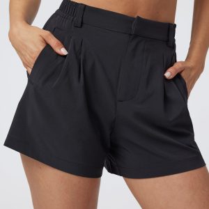 Villa Trouser Shorts Women's Black Pleated Shorts