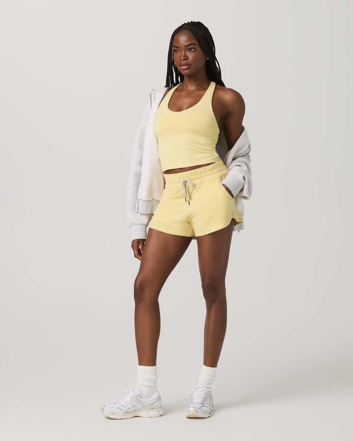 Halo Performance Crop Tank 2.0 Lemon Snap Heather Top - Image 4