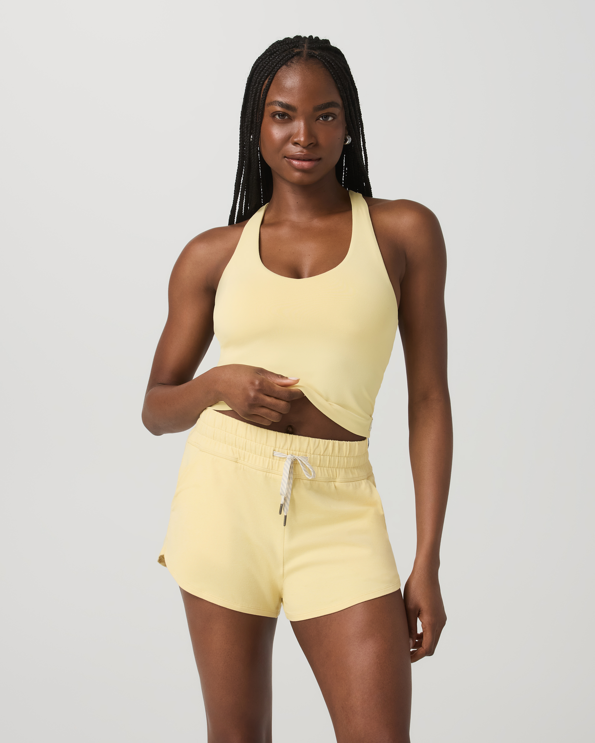 Halo Performance Crop Tank 2.0 Lemon Snap Heather Top - Image 5