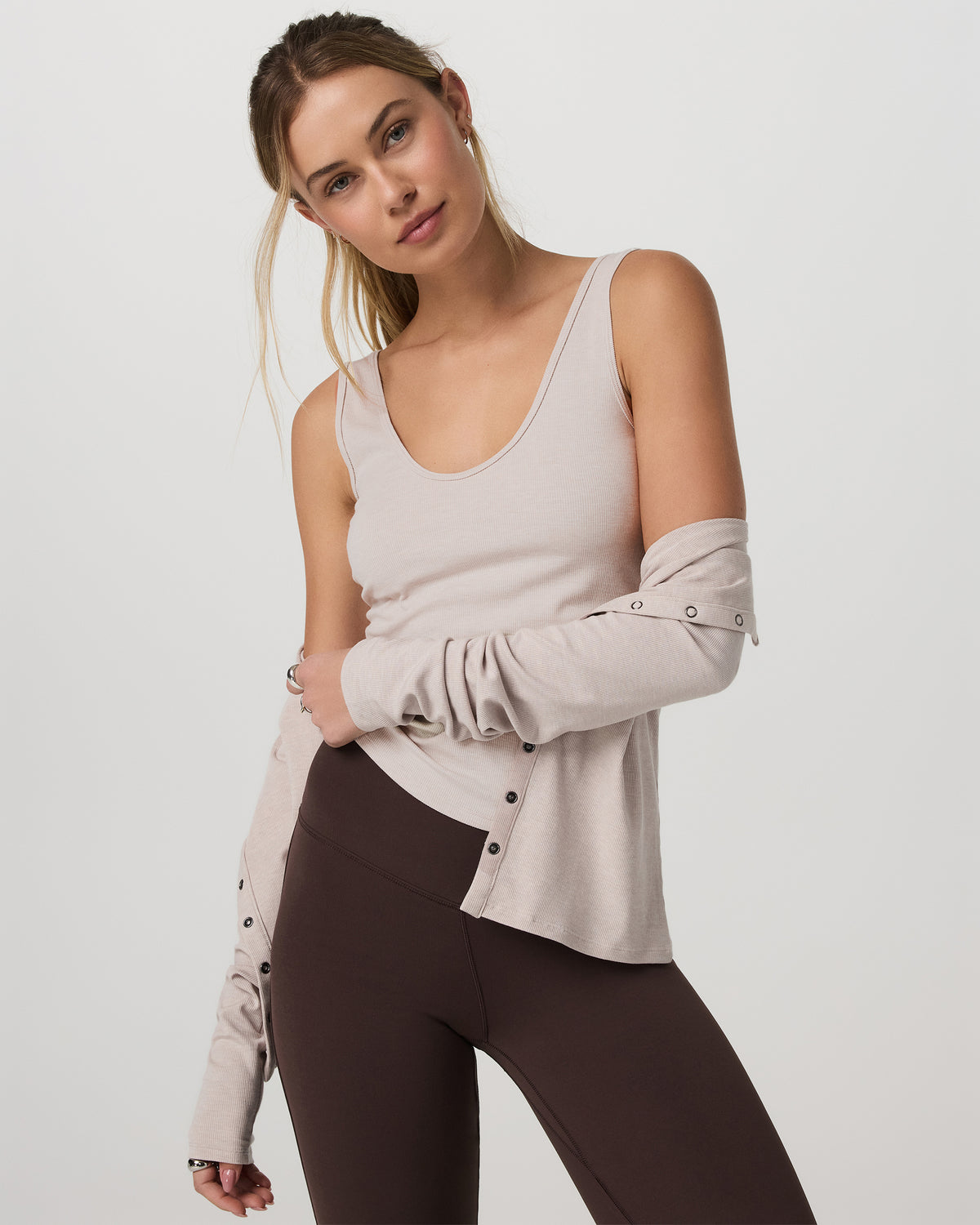 Pose Twin Tank Women's Ecru Heather Tank Top - Image 2