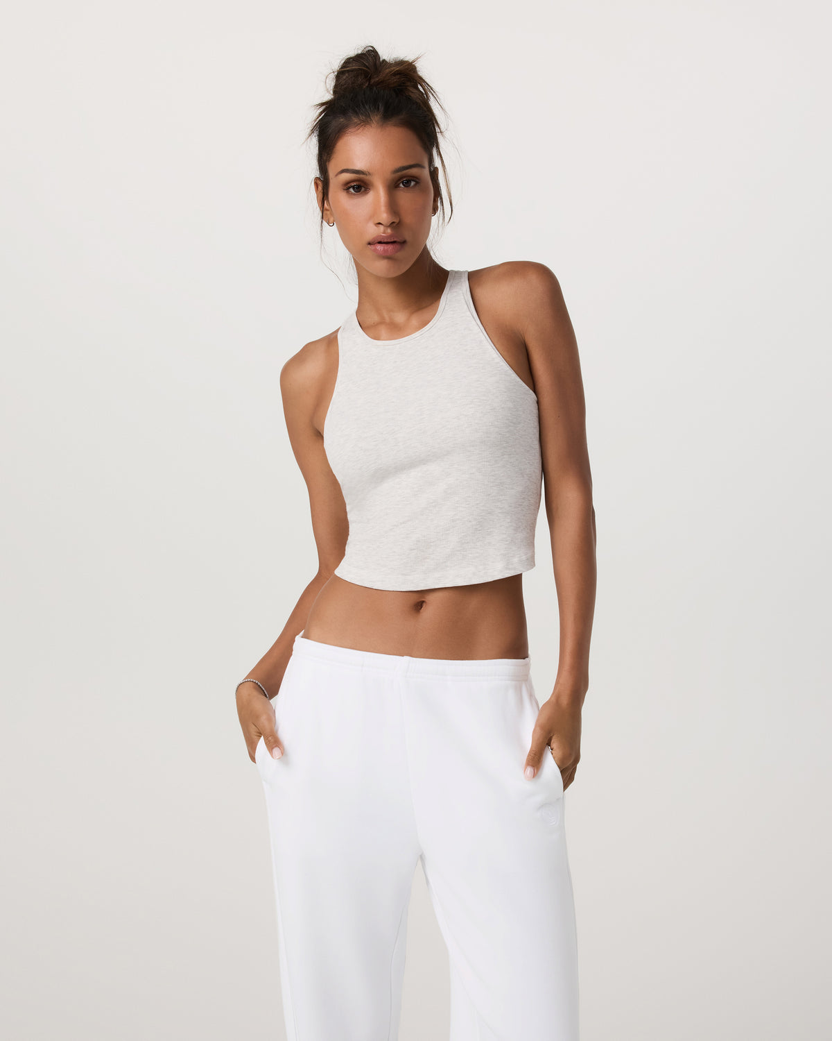 Pose Plyo Tank White Rib Tank Top with Built in Bra - Image 3
