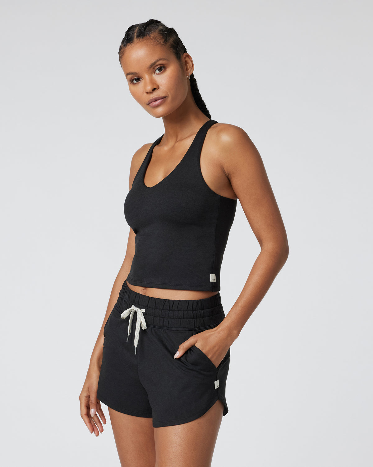 Halo Performance Crop 2.0 Black Heather Tank