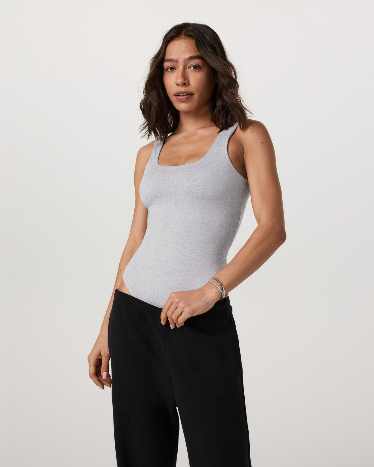 Sleeveless Halo Bodysuit Pale Grey Heather Bodysuit - Image 2