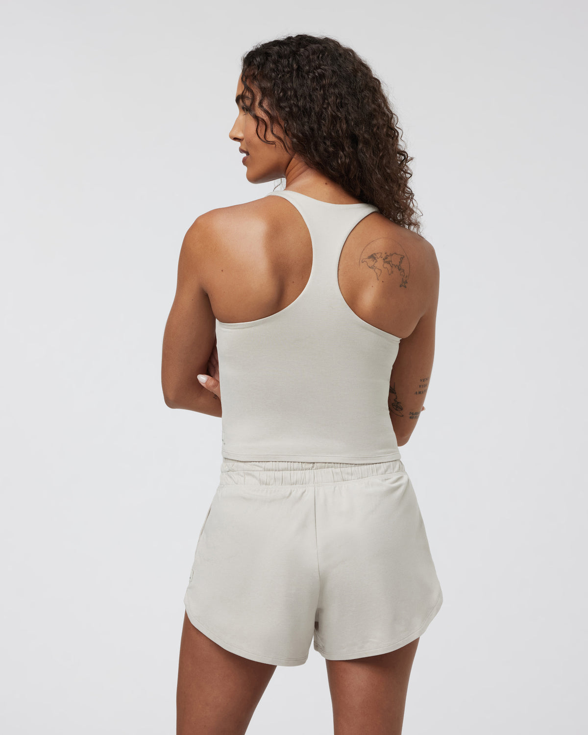 Halo Performance Crop 2.0 Ecru Heather Tank - Image 2
