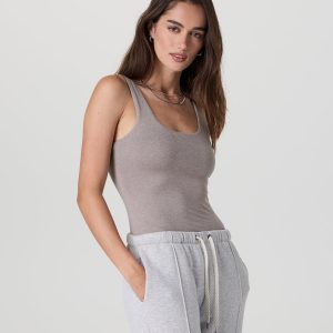 Sleeveless Halo Bodysuit Cobblestone Heather