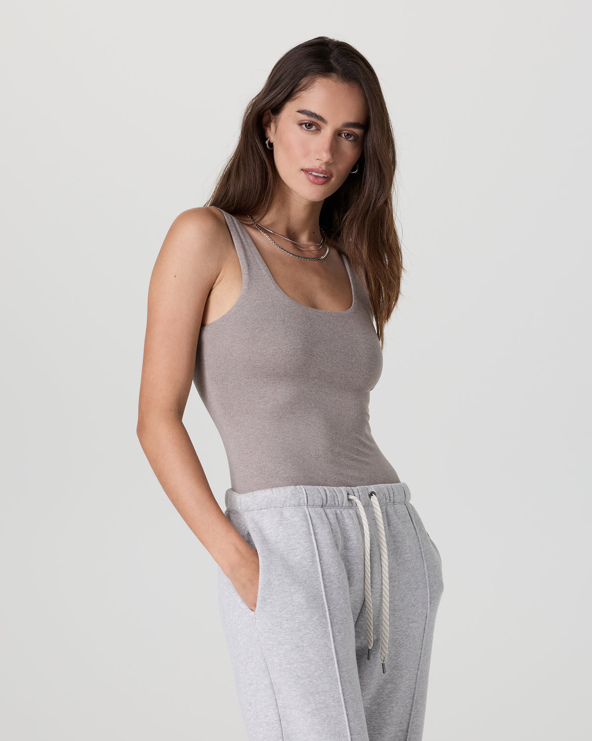 Sleeveless Halo Bodysuit Cobblestone Heather